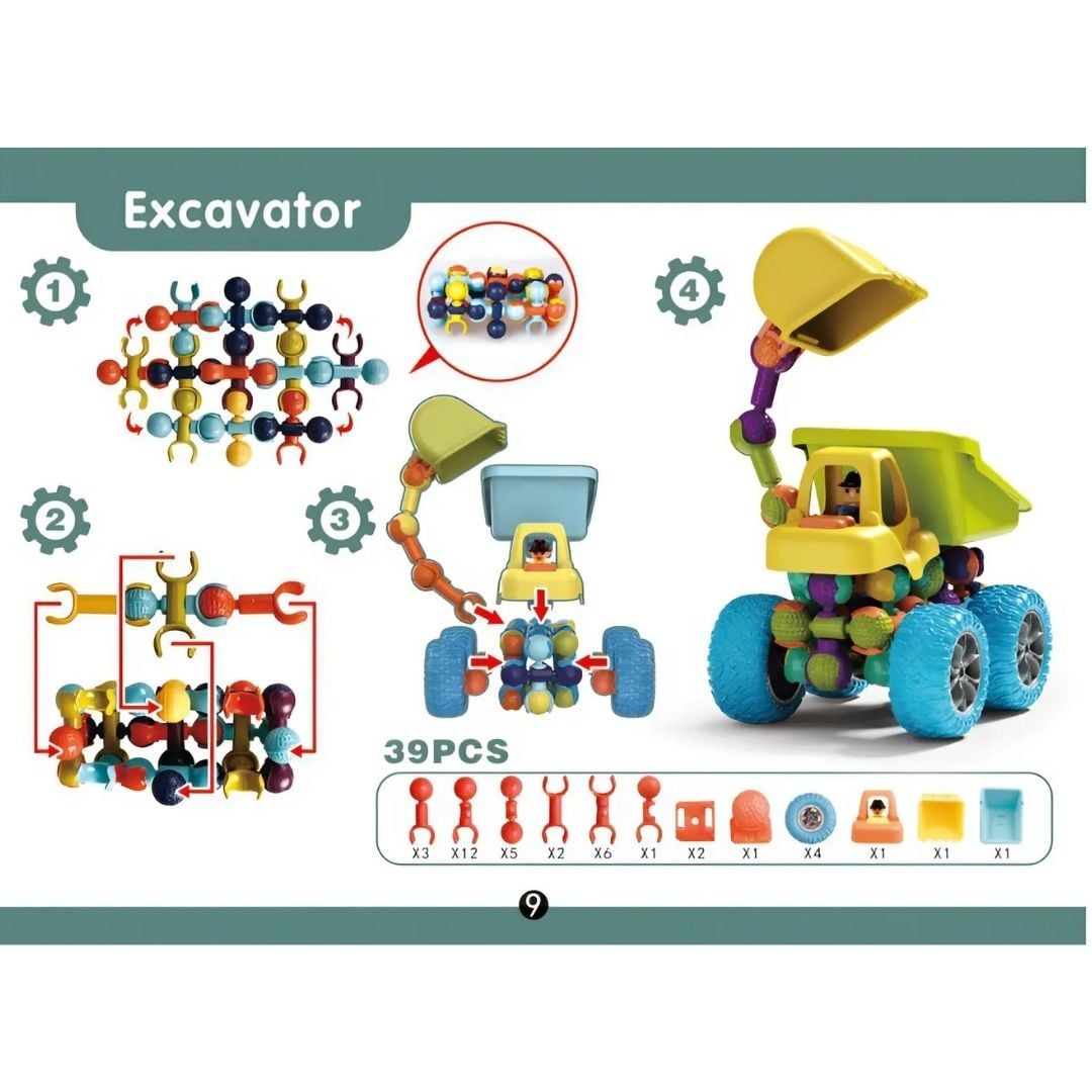 SET EXCAVADORA JUGUETE DE CONSTRUCCIÓN DIDÁCTICO 39 PIEZAS - 4