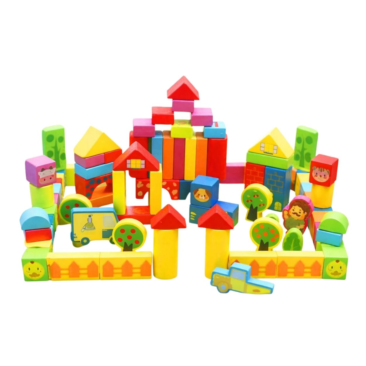 JUGUETE DIDÁCTICO BLOQUES DE MADERA PARA NIÑOS SET GRANJA 100 PIEZAS - DIGITAL SCENE - 1