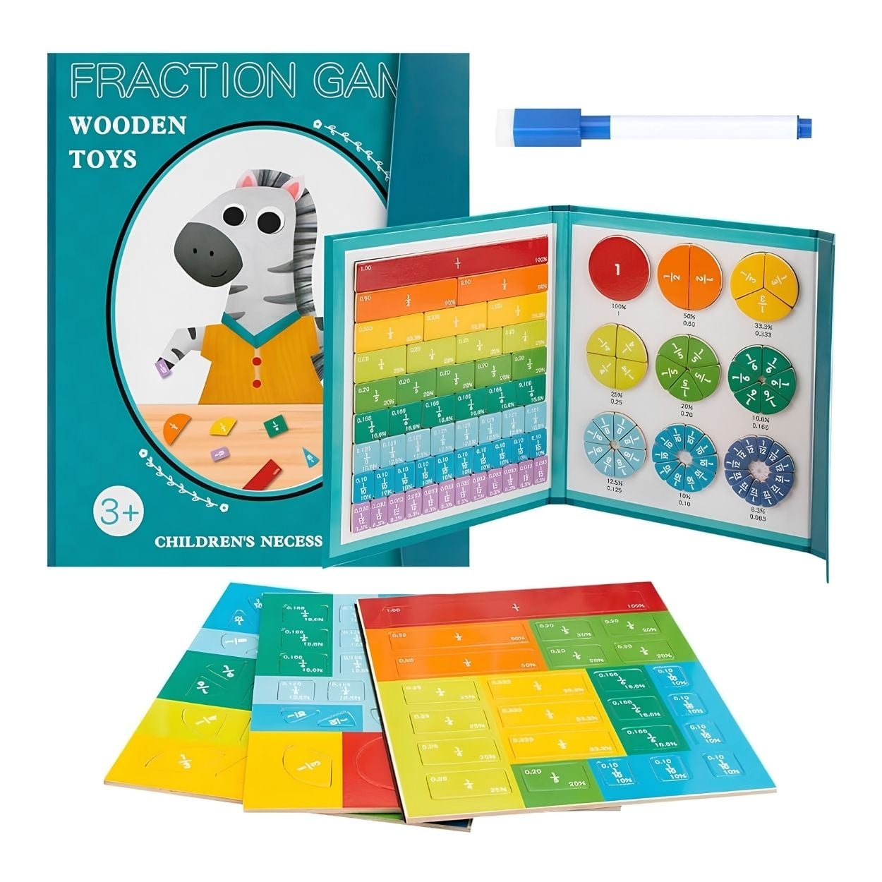 LIBRO JIRAFA DE FRACCIONES MAGNÉTICAS MONTESSORI - JUEGO DIDÁCTICO - 1