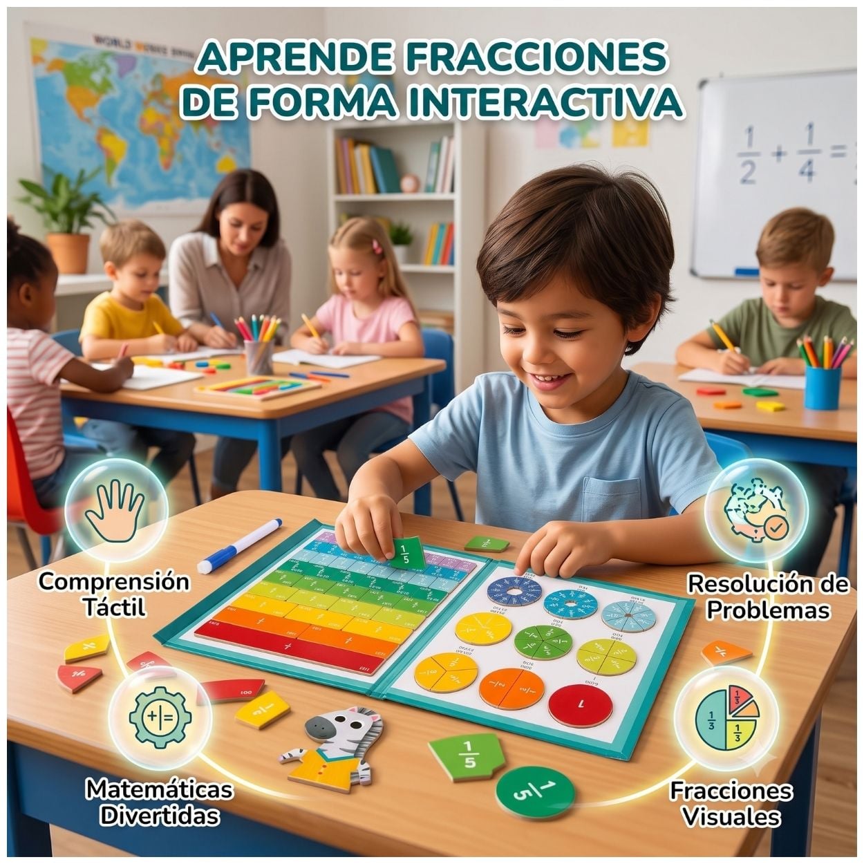 LIBRO JIRAFA DE FRACCIONES MAGNÉTICAS MONTESSORI - JUEGO DIDÁCTICO - 2