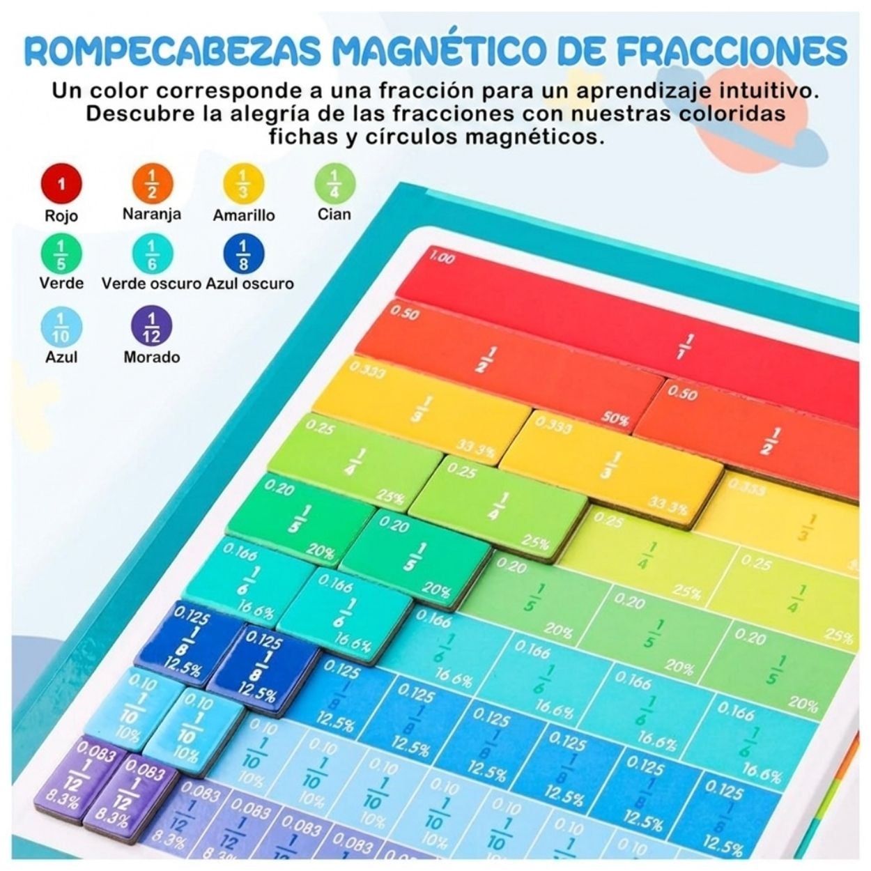 LIBRO JIRAFA DE FRACCIONES MAGNÉTICAS MONTESSORI - JUEGO DIDÁCTICO - 3