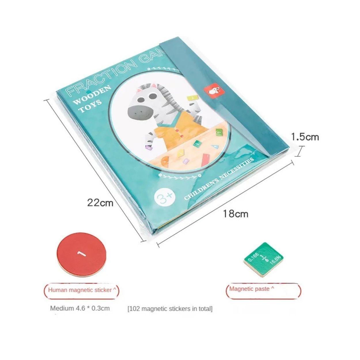 LIBRO JIRAFA DE FRACCIONES MAGNÉTICAS MONTESSORI - JUEGO DIDÁCTICO - 8