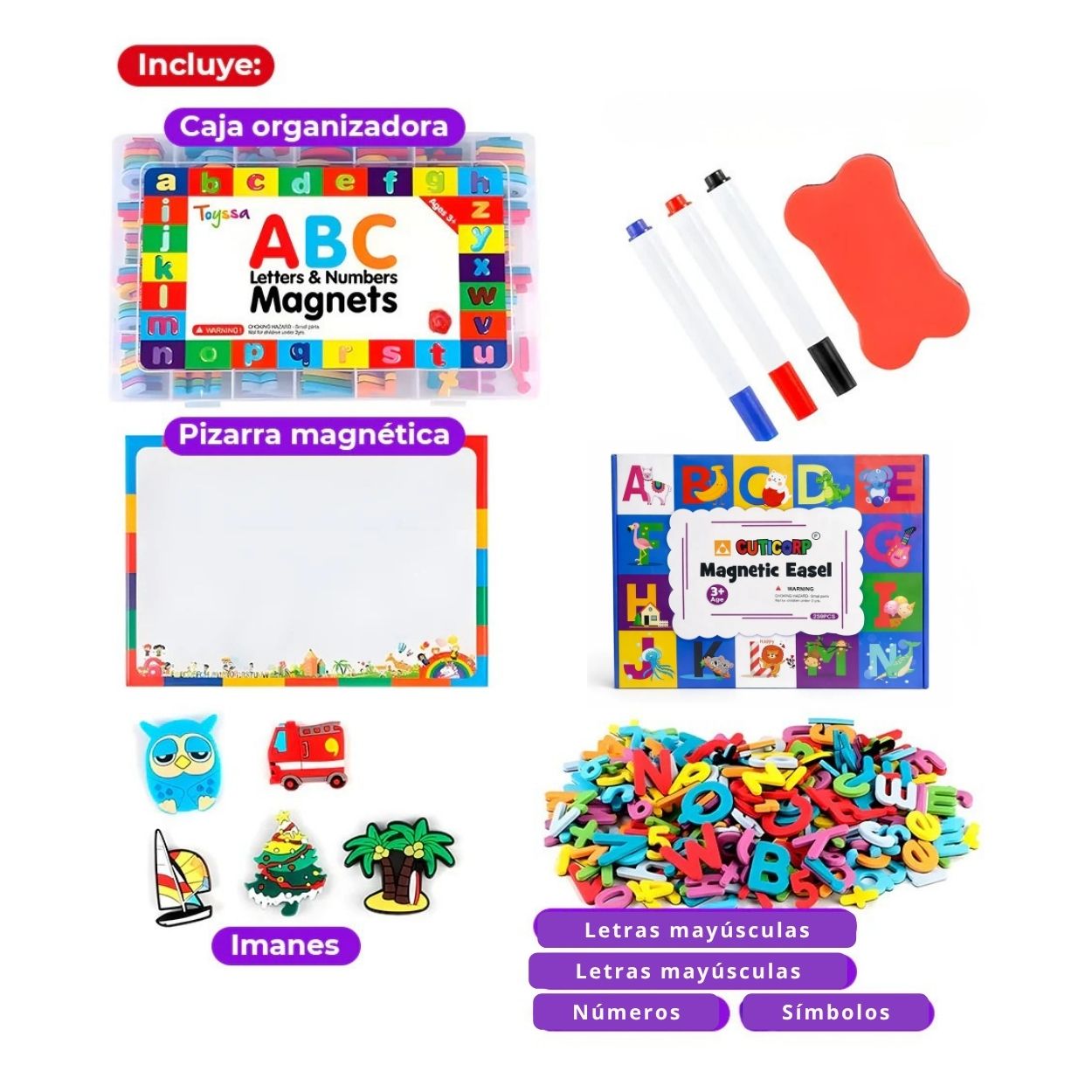 JUEGO DIDÁCTICO SET EDUCATIVO MAGNÉTICO 259 PIEZAS - LETRAS, NÚMEROS Y PIZARRA - 2