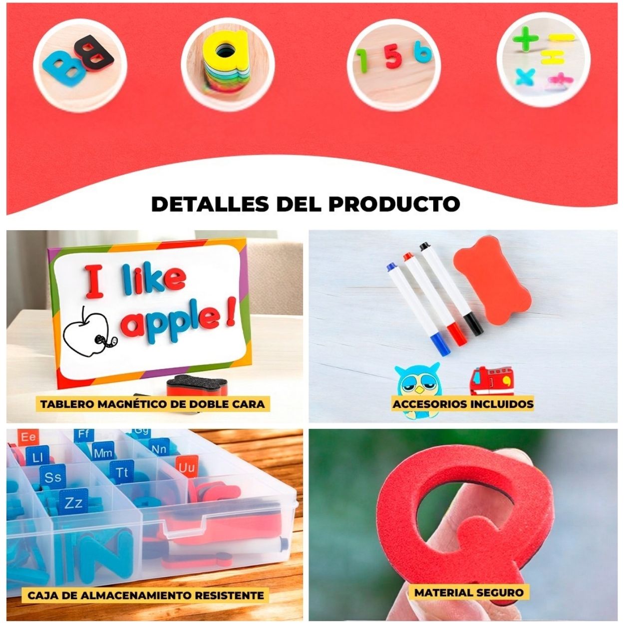 JUEGO DIDÁCTICO SET EDUCATIVO MAGNÉTICO 259 PIEZAS - LETRAS, NÚMEROS Y PIZARRA - 3