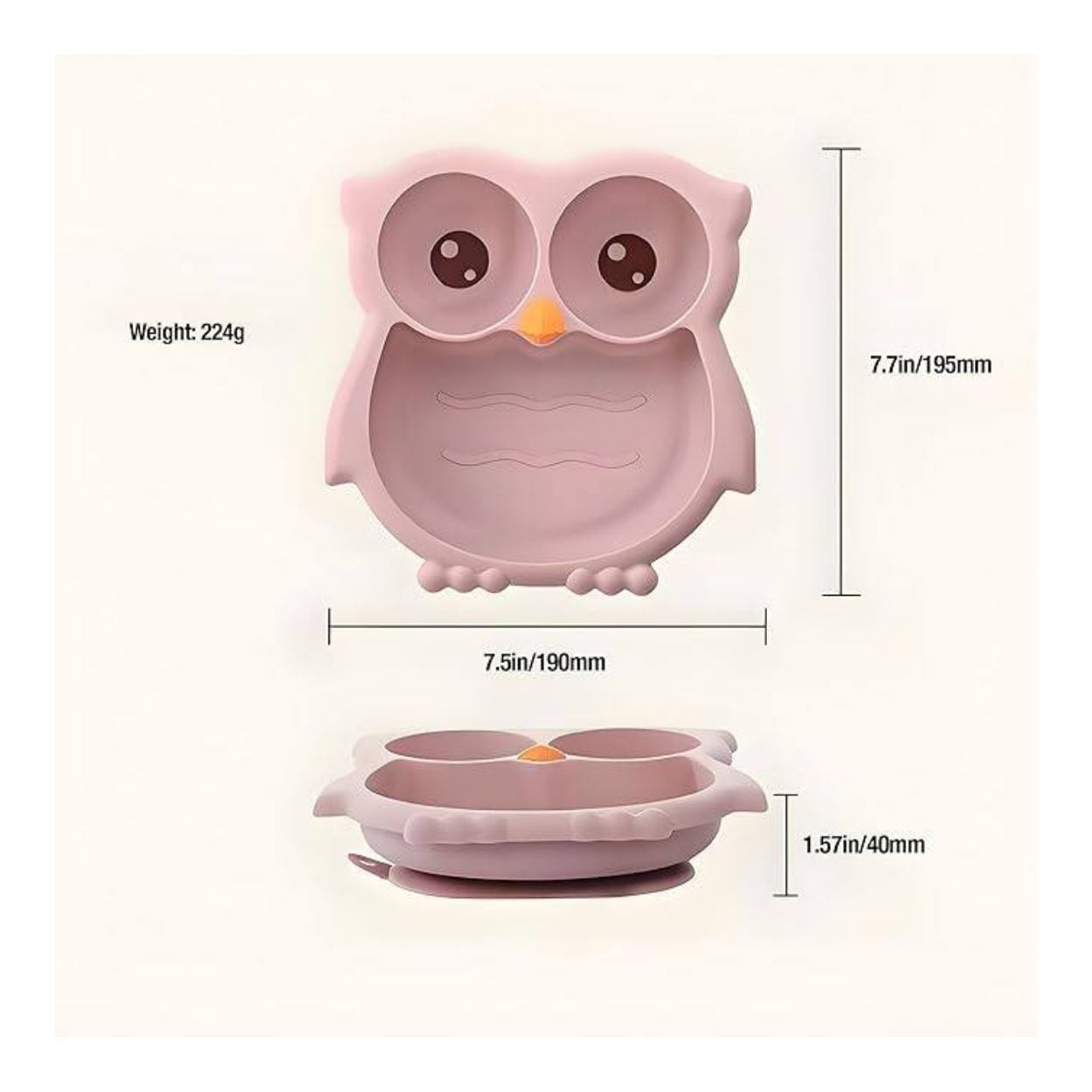 SET DE ALIMENTACIÓN PARA BEBÉ DISEÑO BUHITO 6 PIEZAS - PALO ROSA - 3
