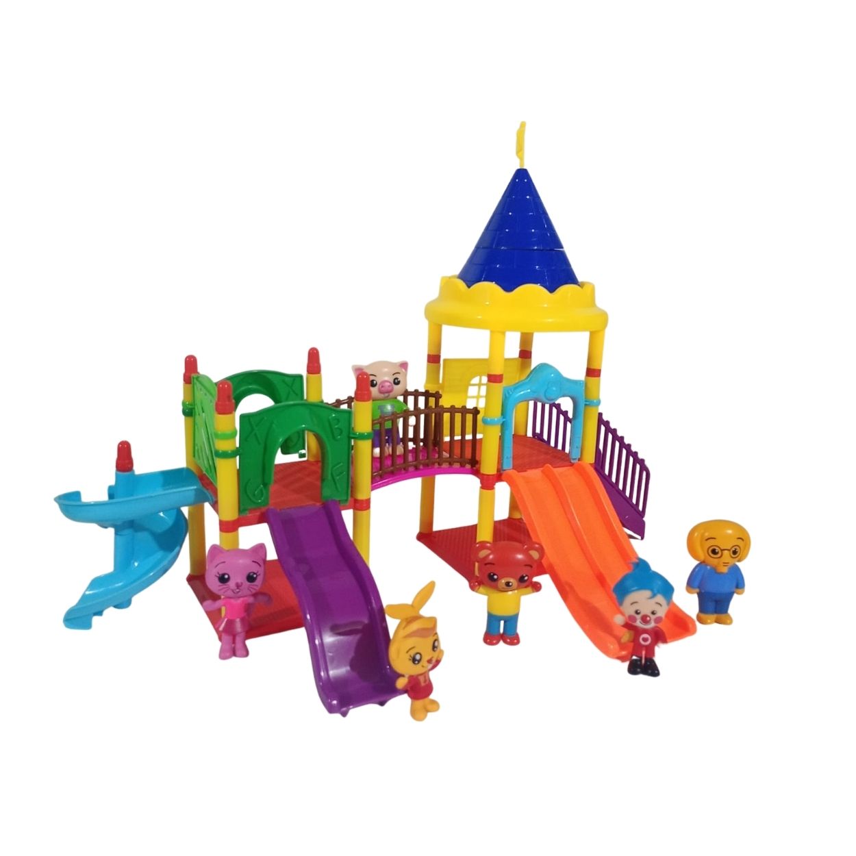 PARQUE DE DIVERSIONES INFANTIL DIDÁCTICO CON TOBOGANES Y 6 PERSONAJES -COMPATIBLE CON PLIMPLIM - 2