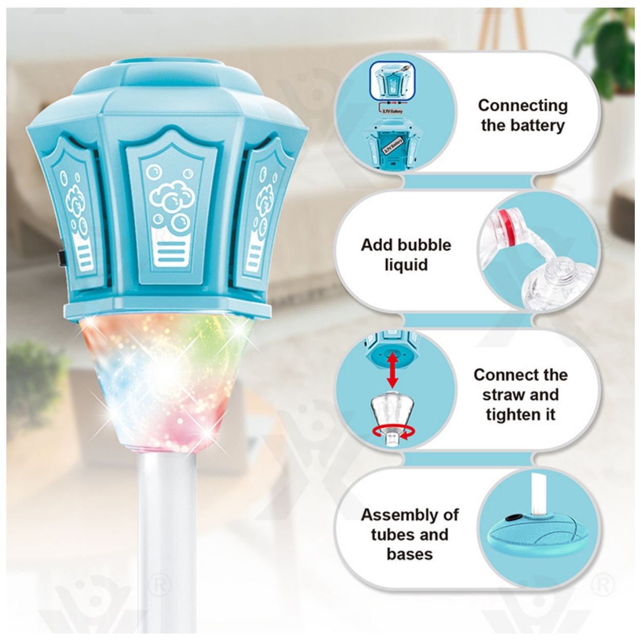 JUGUETE BURBUJERO ANTORCHA FAROL MUSICAL CON LUCES LED PARA NIÑOS - ALTURA AJUSTABLE - 5