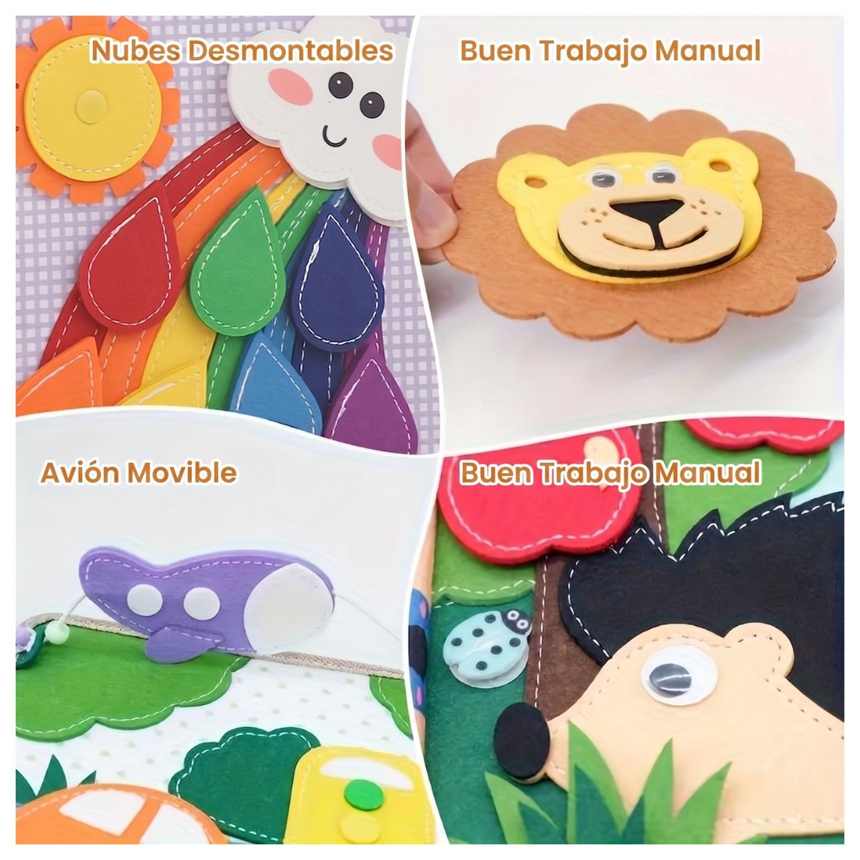 LIBRO JIRAFA SENSORIAL DE TELA MONTESSORI PARA BEBÉS Y NIÑOS - 5