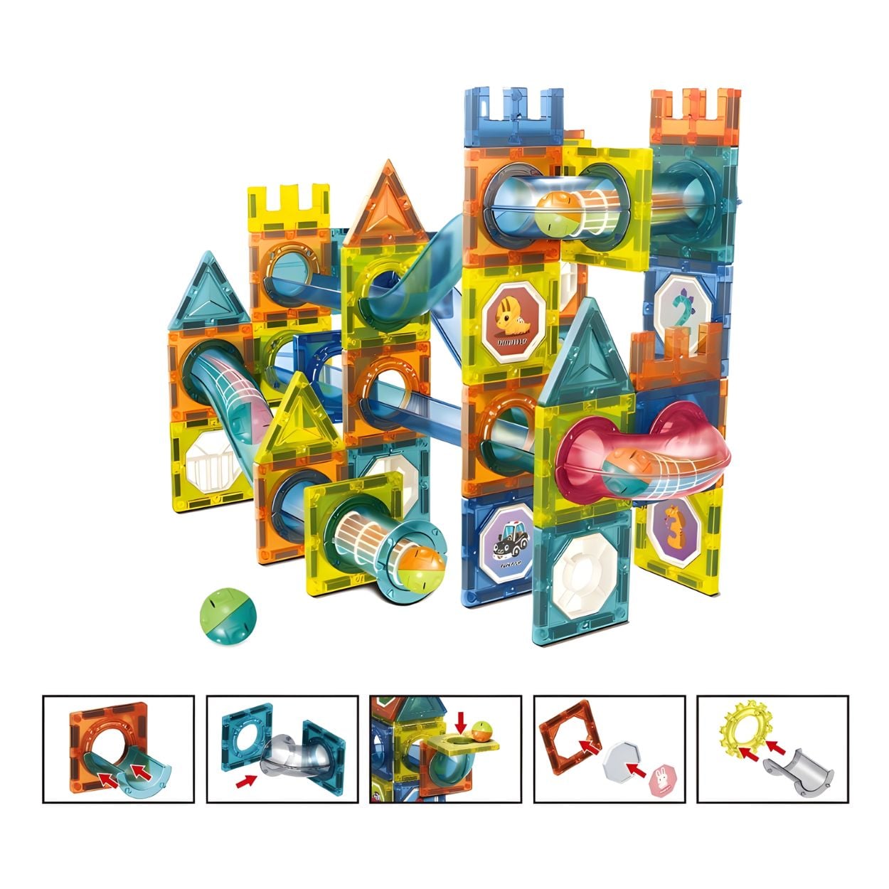 BLOQUES DE CONSTRUCCIÓN MAGNÉTICOS EDUCATIVOS STEM CON CANICAS PARA NIÑOS 98 PCS - 1