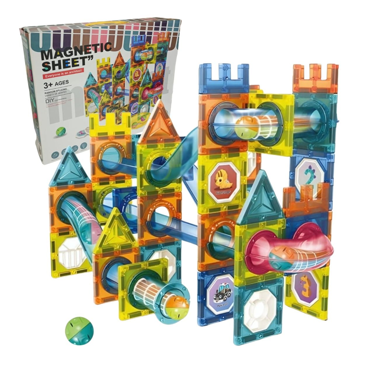 BLOQUES DE CONSTRUCCIÓN MAGNÉTICOS EDUCATIVOS STEM CON CANICAS PARA NIÑOS 98 PCS - 5