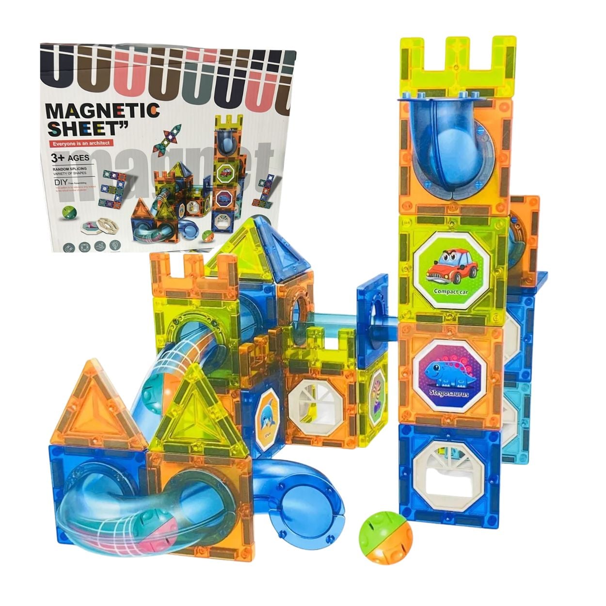 BLOQUES MAGNÉTICOS DE CONSTRUCCIÓN 68 PIEZAS - JUGUETE STEM EDUCATIVO ARMABLE - 1