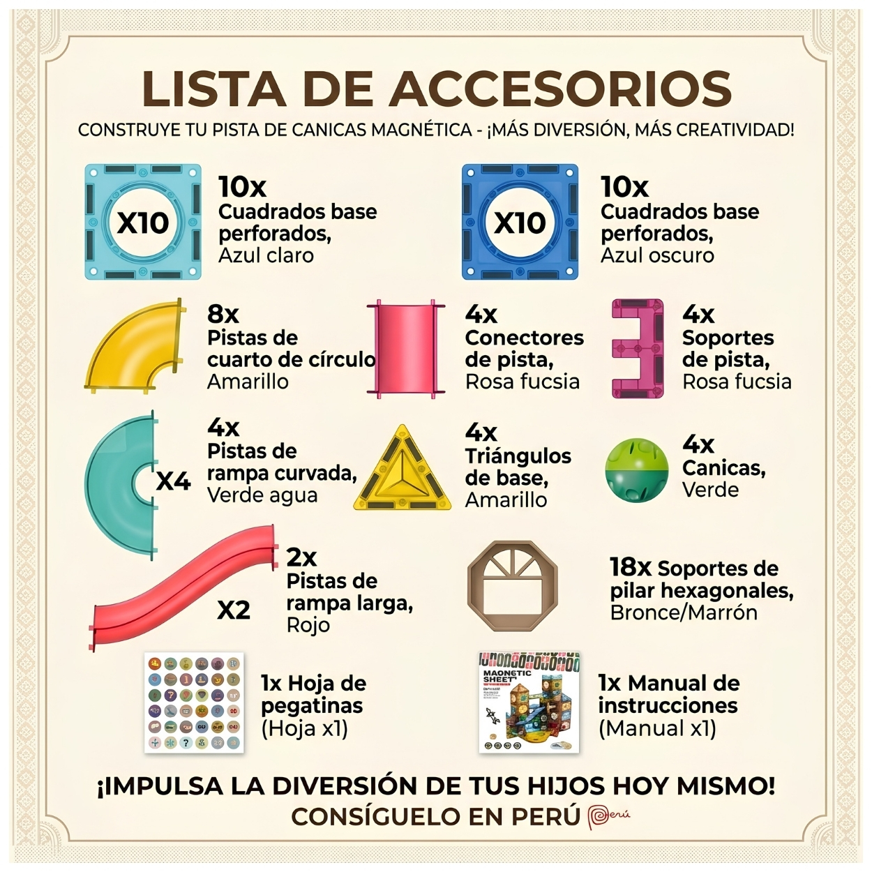 BLOQUES MAGNÉTICOS DE CONSTRUCCIÓN 68 PIEZAS - JUGUETE STEM EDUCATIVO ARMABLE - 5