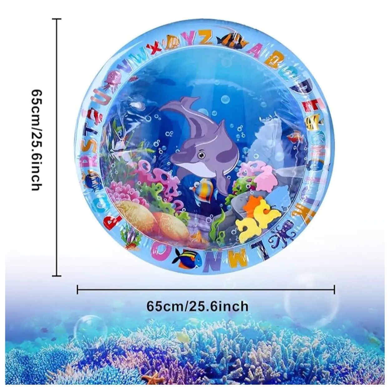 SET DE ESTIMULACIÓN BEBÉ: ALFOMBRA DE AGUA 65CM + SONAJERO MOLAR EN FORMA DE FLOR - 3