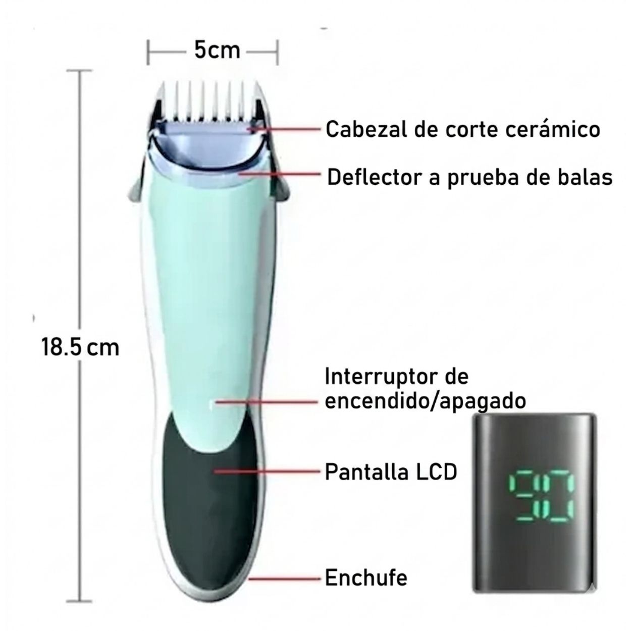 KIT RECORTADORA DE PELO INFANTIL RECARGABLE USB CON PANTALLA LCD Y ACCESORIOS - 4