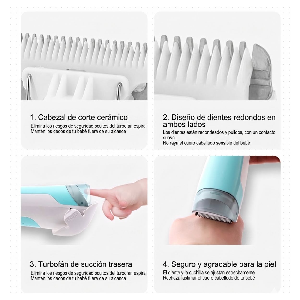 KIT RECORTADORA DE PELO INFANTIL RECARGABLE USB CON PANTALLA LCD Y ACCESORIOS - 5