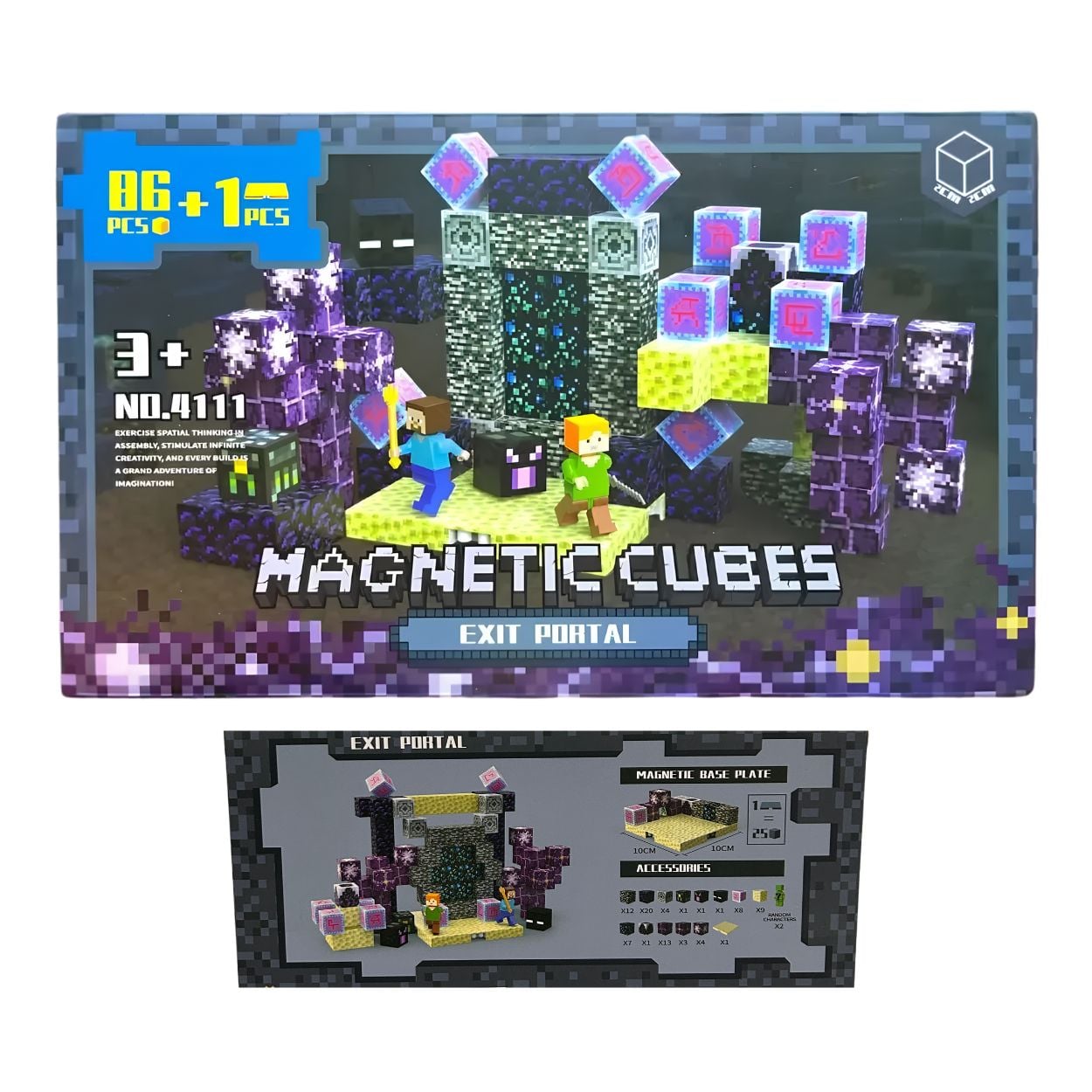 BLOQUES MAGNÉTICOS ESTILO MINECRAFT CUBOS MAGNÉTICOS EXIT PORTAL 87 PZAS - 1