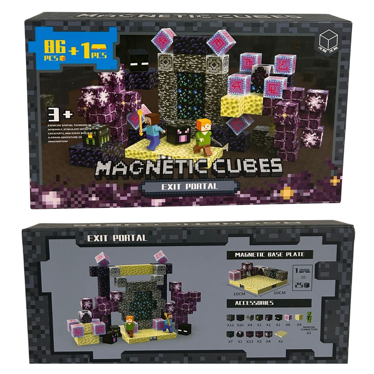 BLOQUES MAGNÉTICOS ESTILO MINECRAFT CUBOS MAGNÉTICOS EXIT PORTAL 87 PZAS - 3