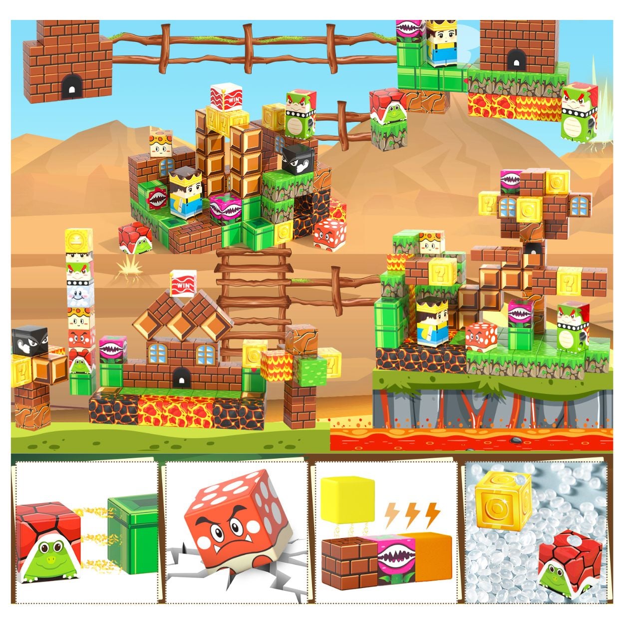BLOQUES MAGNÉTICOS 3D TIPO MINECRAFT MARIO CUBOS DIDÁCTICOS 60 PIEZAS STEM - 2