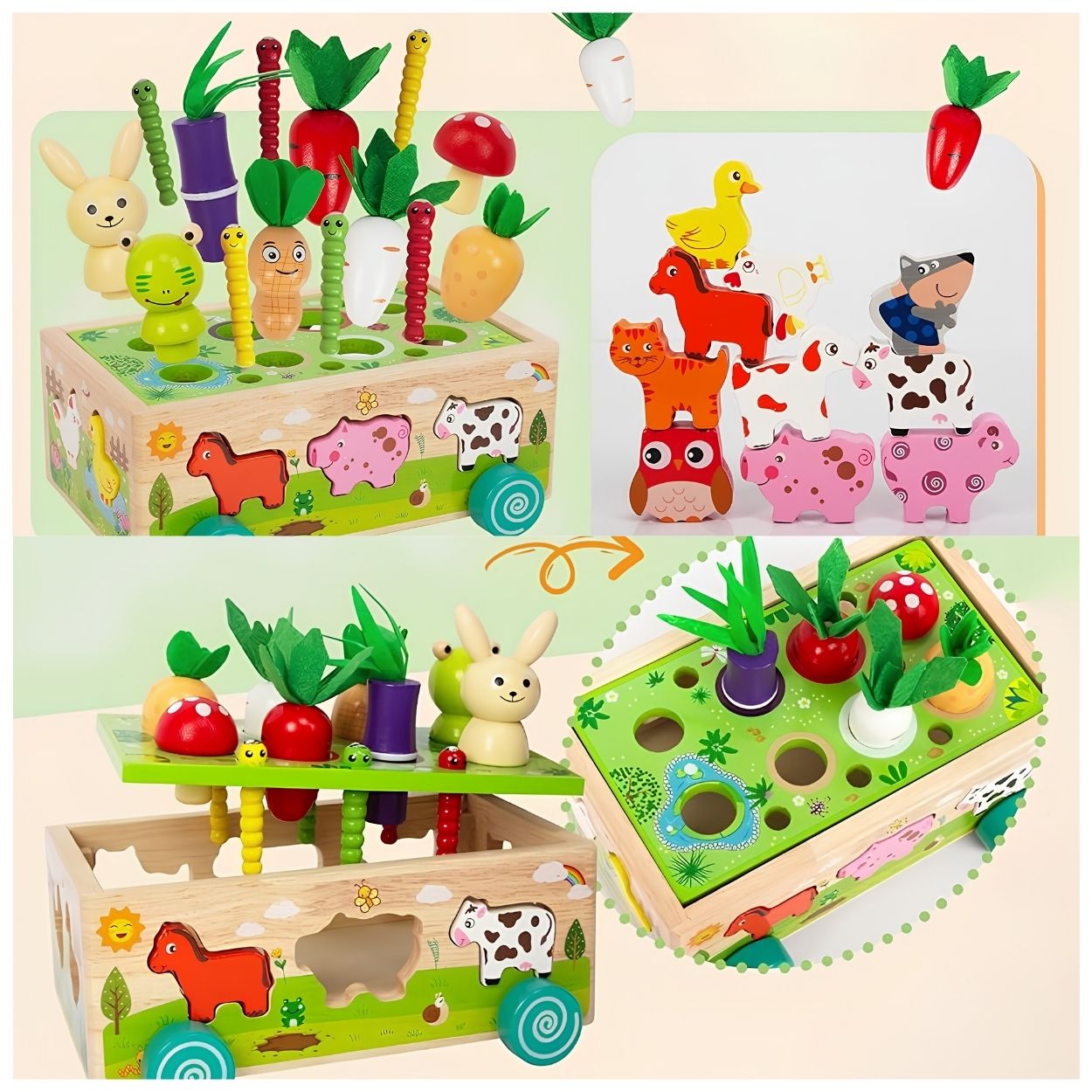 CARRITO DIDÁCTICO GRANJA ZANAHORIAS Y ANIMALES - 6