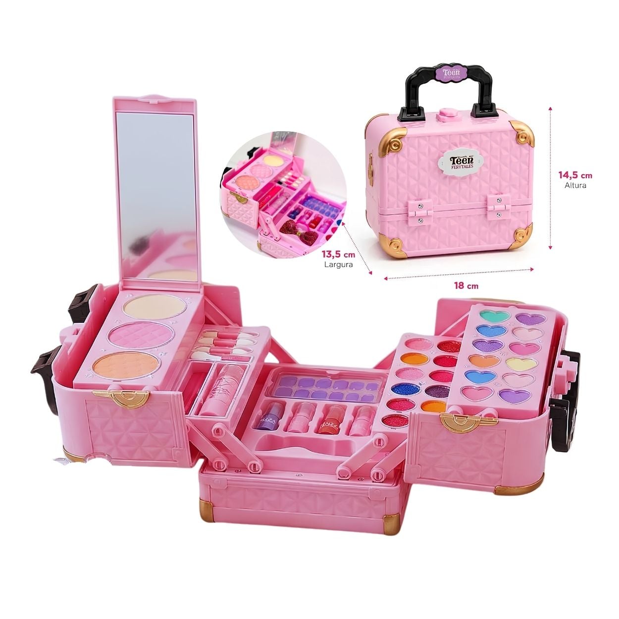 MALETÍN DE MAQUILLAJE INFANTIL NIÑAS KIT DE BELLEZA ROSADO - 1