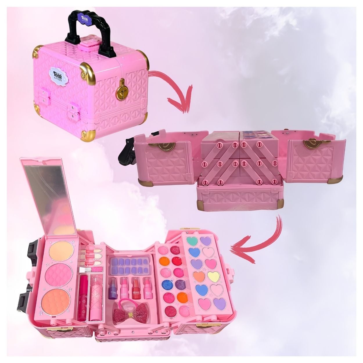 MALETÍN DE MAQUILLAJE INFANTIL NIÑAS KIT DE BELLEZA ROSADO - 5