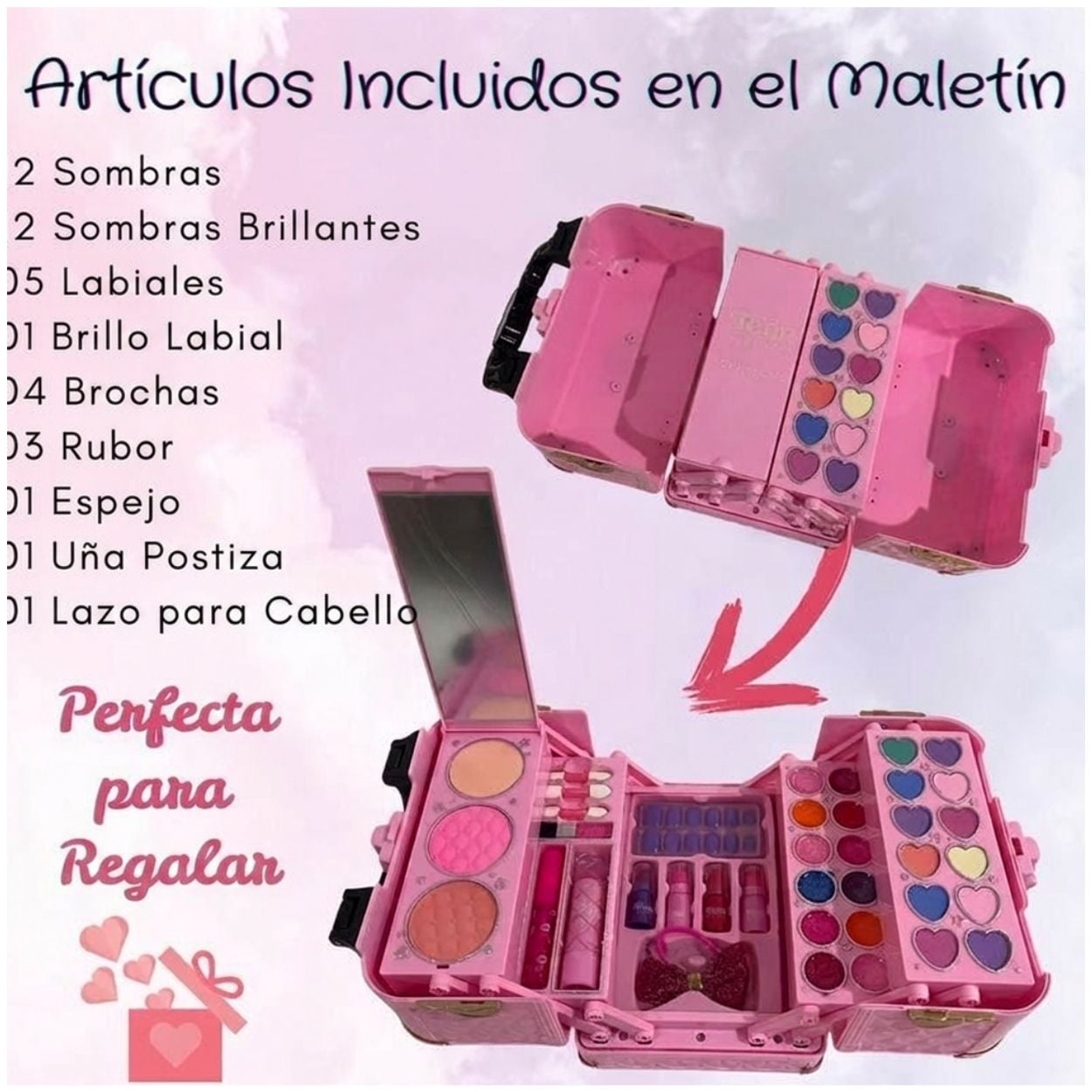 MALETÍN DE MAQUILLAJE INFANTIL NIÑAS KIT DE BELLEZA ROSADO - 6