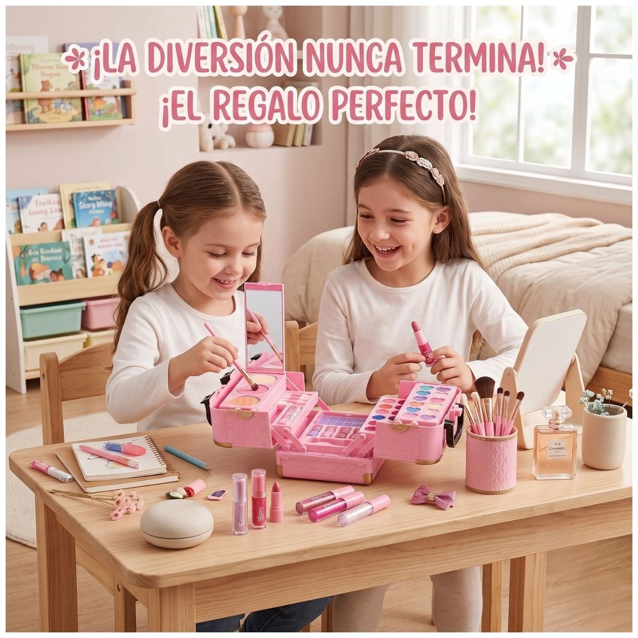MALETÍN DE MAQUILLAJE INFANTIL NIÑAS KIT DE BELLEZA ROSADO - 7