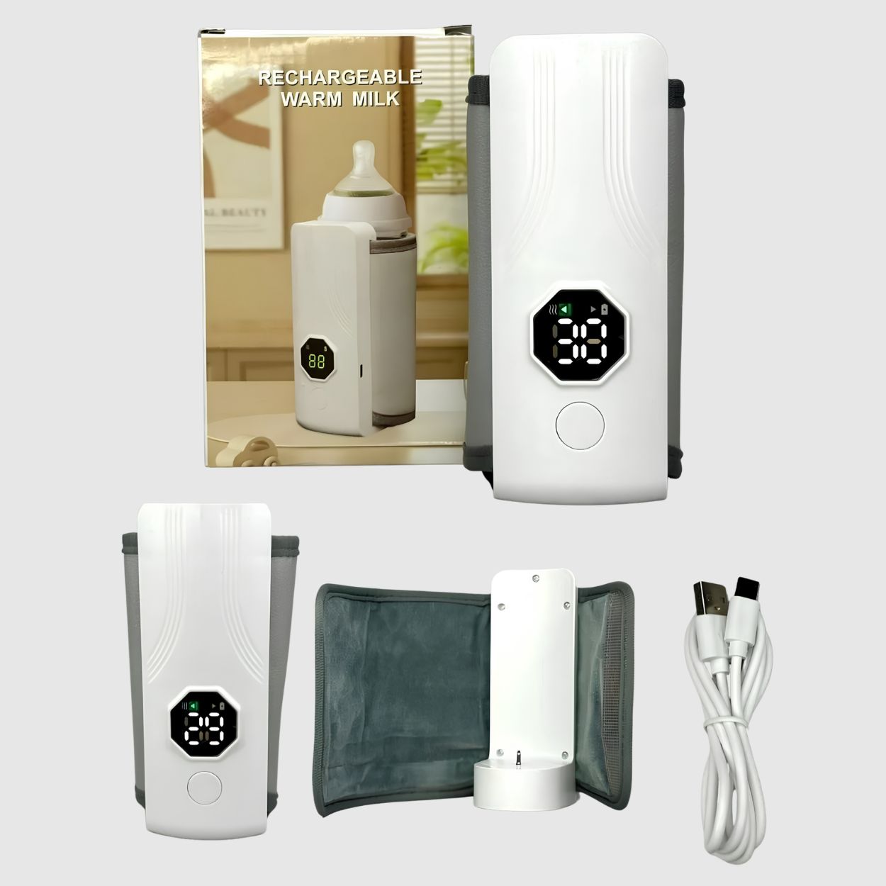 CALENTADOR DE BIBERONES PORTÁTIL RECARGABLE USB LED - 6