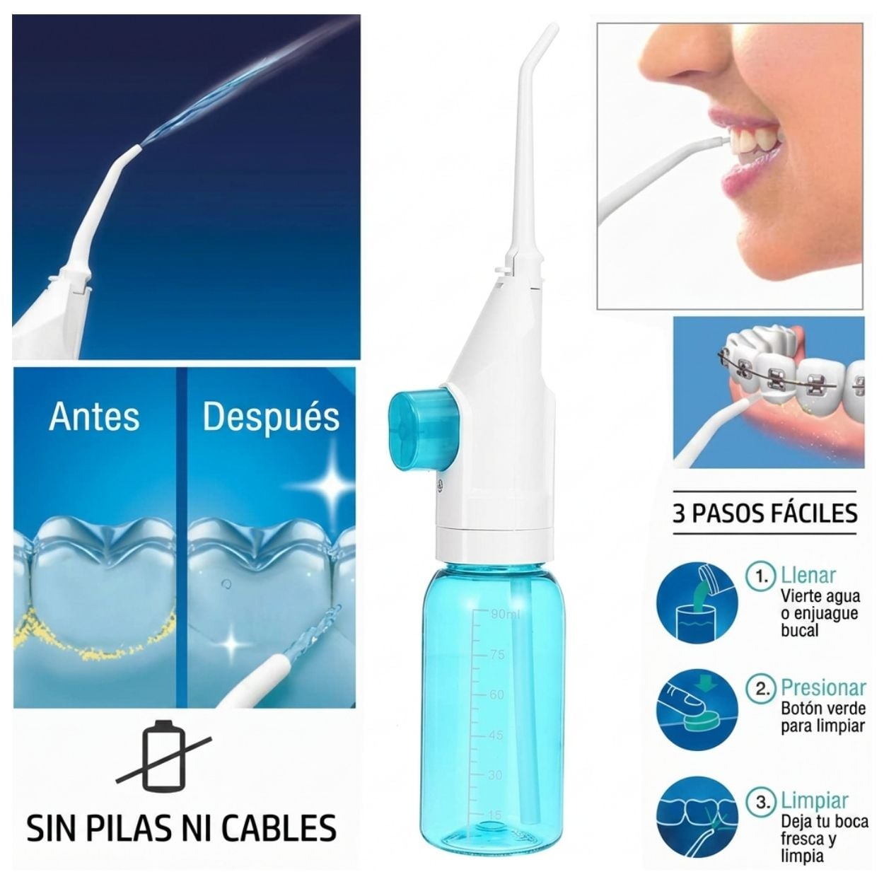 IRRIGADOR BUCAL Y NASAL PORTÁTIL MANUAL LIMPIADOR DENTAL - 3
