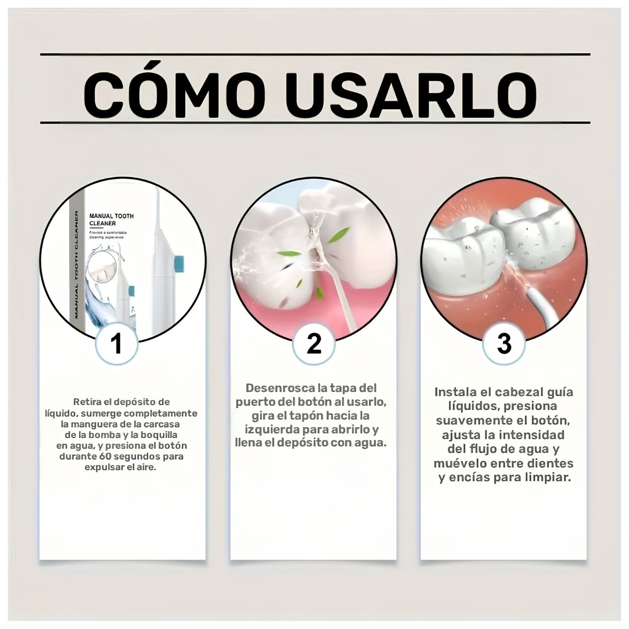 IRRIGADOR BUCAL Y NASAL PORTÁTIL MANUAL LIMPIADOR DENTAL - 6