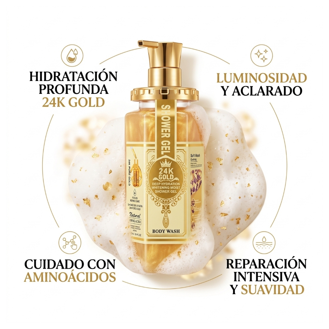WOKALI GEL DE DUCHA CORPORAL 24K PURE GOLD HIDRATANTE 750ML - 2