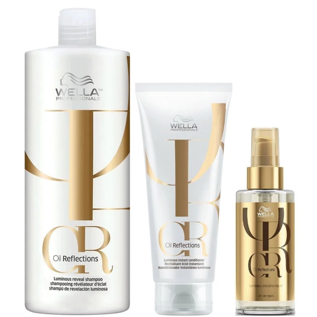 TRÍO WELLA OIL REFLECTIONS SHAMPOO 1L + CONDITIONER 200 ML + OIL 100 ML - 1
