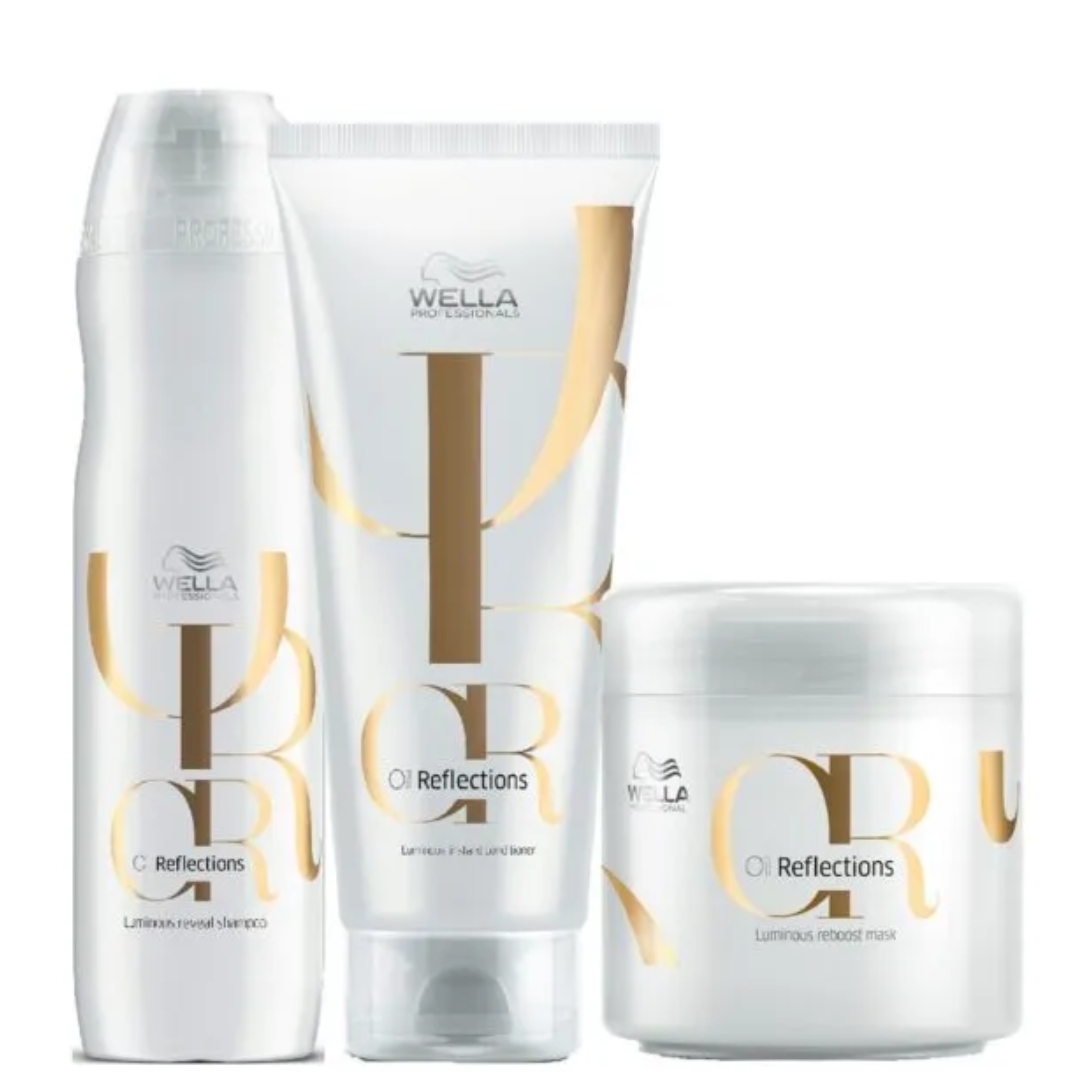 TRÍO WELLA OIL REFLECTIONS SHAMPOO 250 ML + CONDITIONER 200 ML + MASK 150 ML - 1