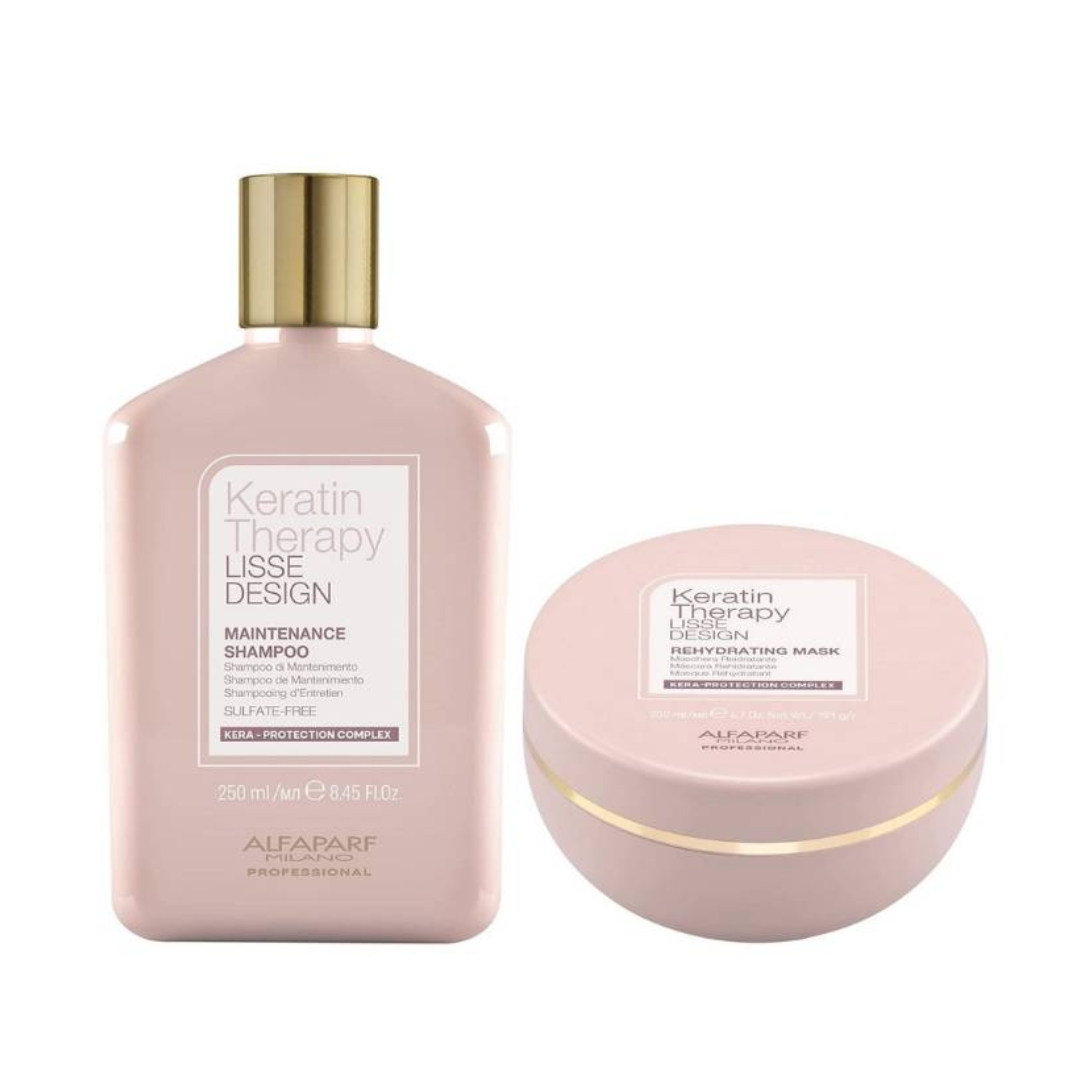 ALFAPARF KERATIN THERAPY – DÚO POS ALISADO SHAMPOO 250 ML +REHYDRATING MASK 200 ML - 1