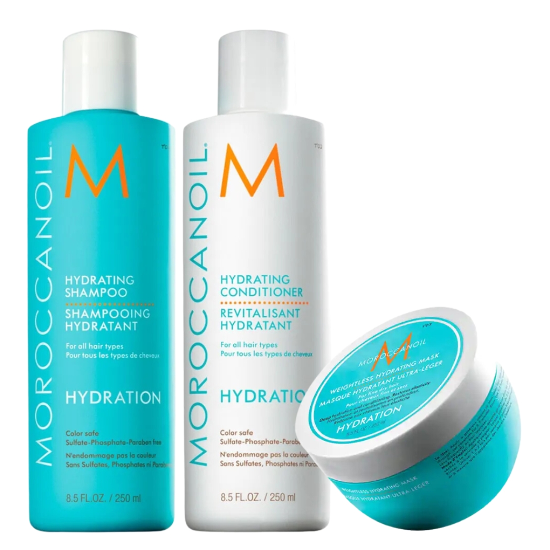 MOROCCANOIL HYDRATION – TRÍO SHAMPOO 250 ML + CONDITIONER 250 ML + WEIGHTLESS HYDRATING MASK 250 ML - 1