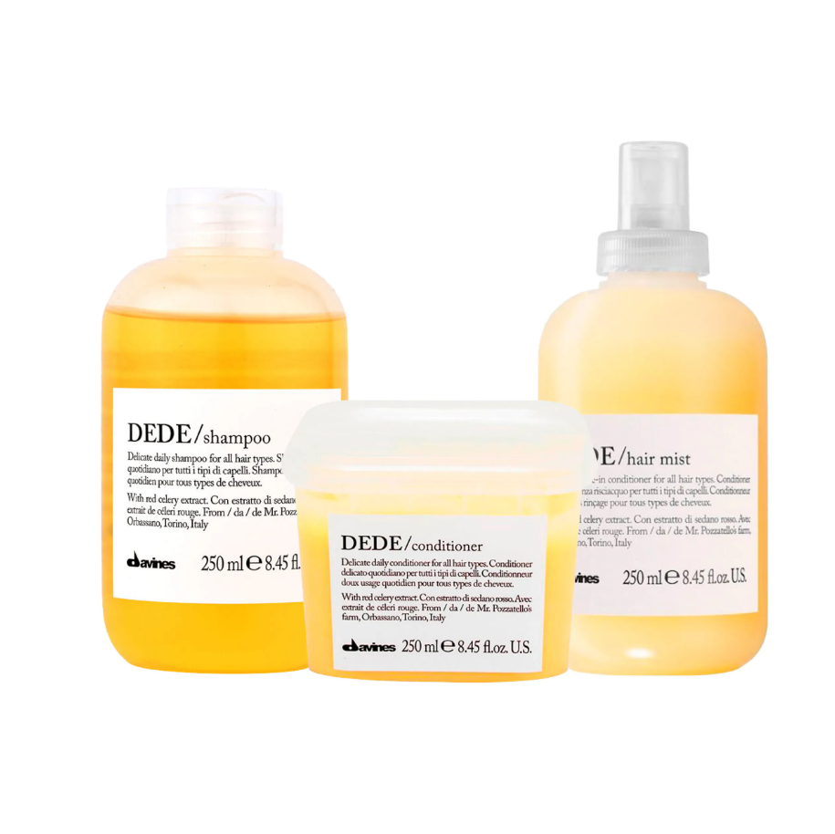 DAVINES DEDE – TRÍO SHAMPOO 250 ML + ACONDICIONADOR 250 ML + HAIR MIST 250 ML - 1