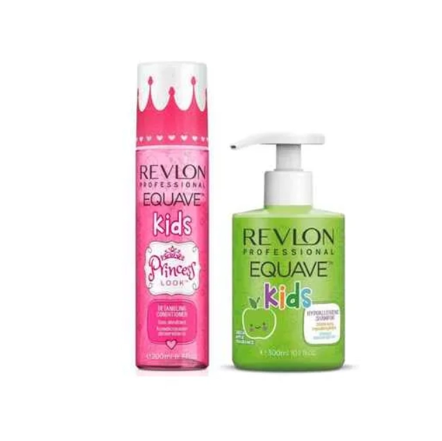 REVLON EQUAVE KIDS DÚO GREEN APPLE SHAMPOO 300 ML + PRINCESS CONDITIONER 200 ML - 1