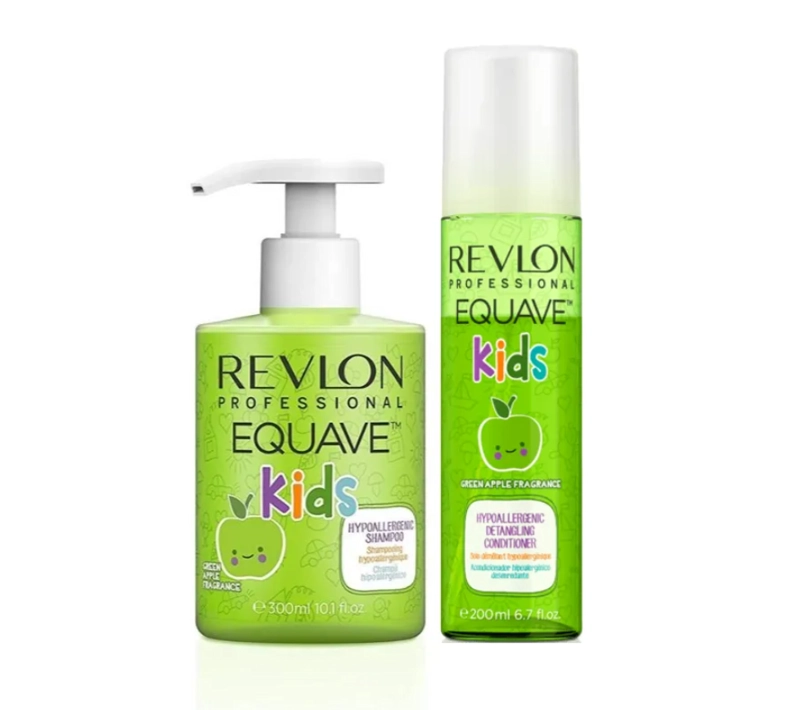 REVLON EQUAVE KIDS DÚO GREEN APPLE SHAMPOO 300 ML + CONDITIONER 200 ML - 1