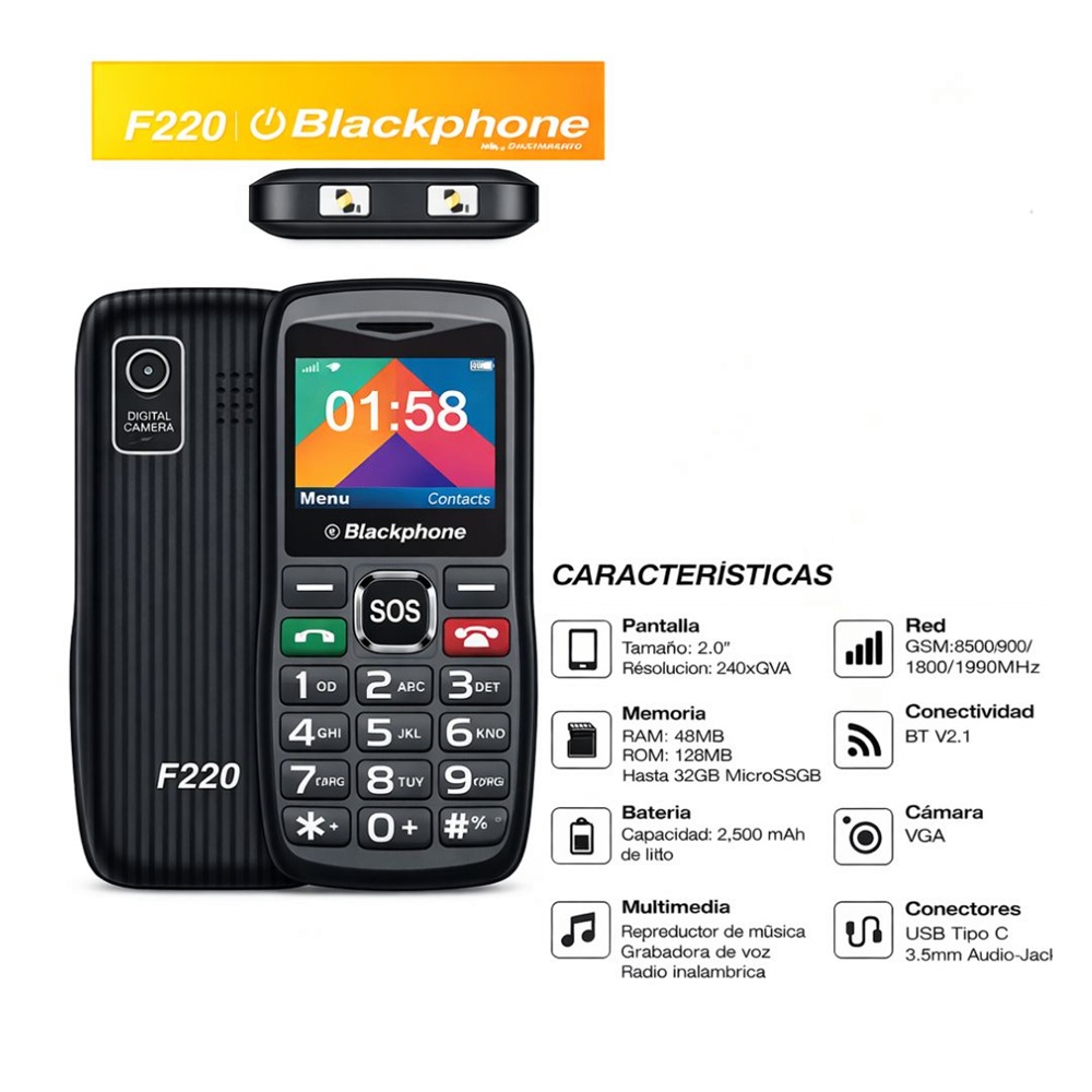 BLACKPHONE F220 4G 128MB 48MB NEGRO - 2