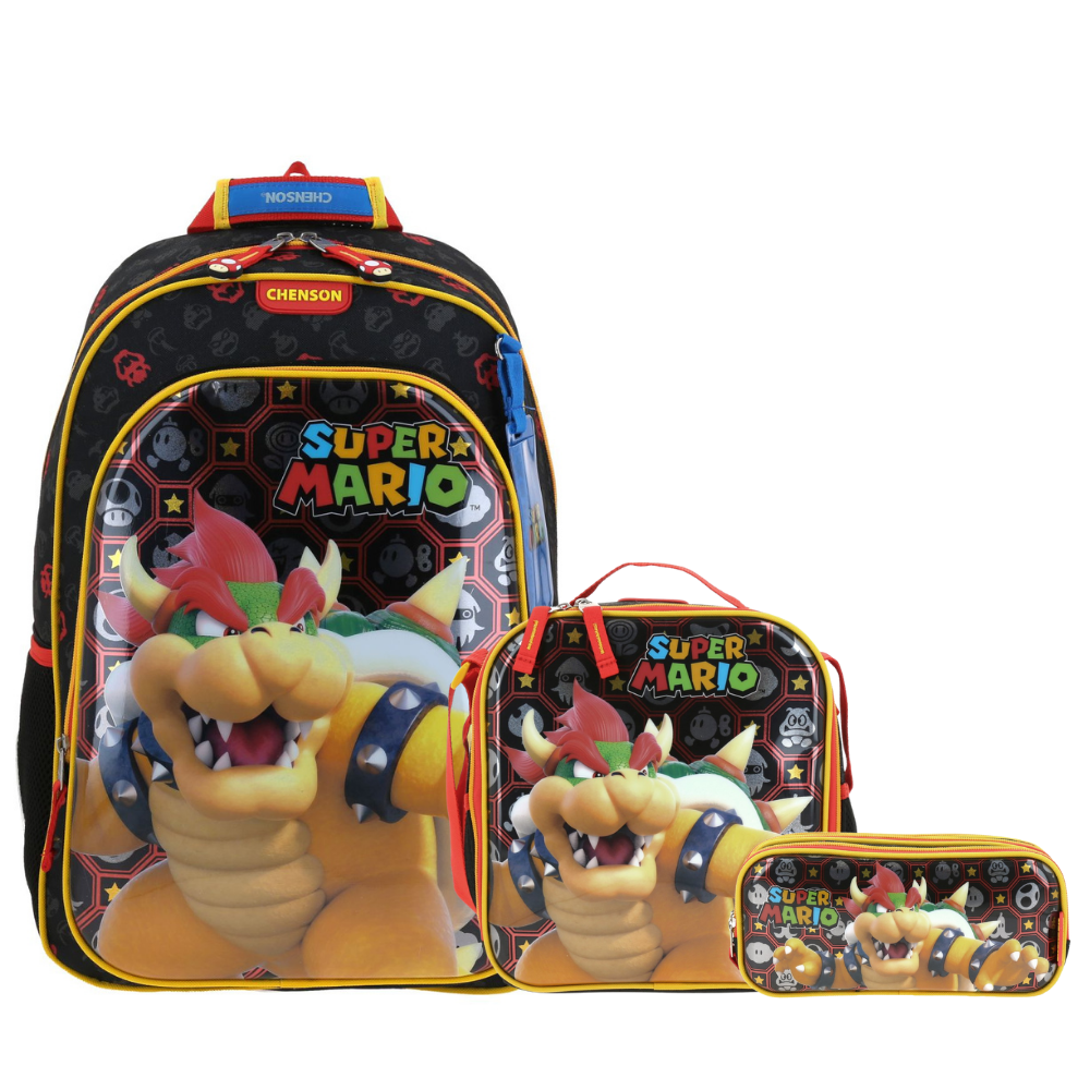 PACK ESCOLAR NINTENDO BOWSER- MOCHILA + LONCHERA + LAPICERA - 1