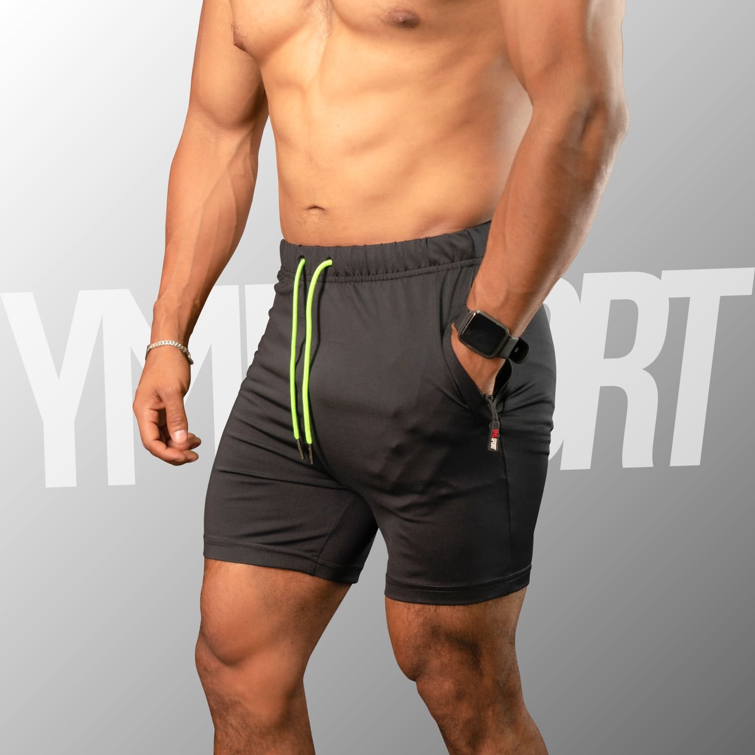 SHORT ENTRENAMIENTO HOMBRE YML SPORT 69062 NEGRO GYM FITNESS - 3