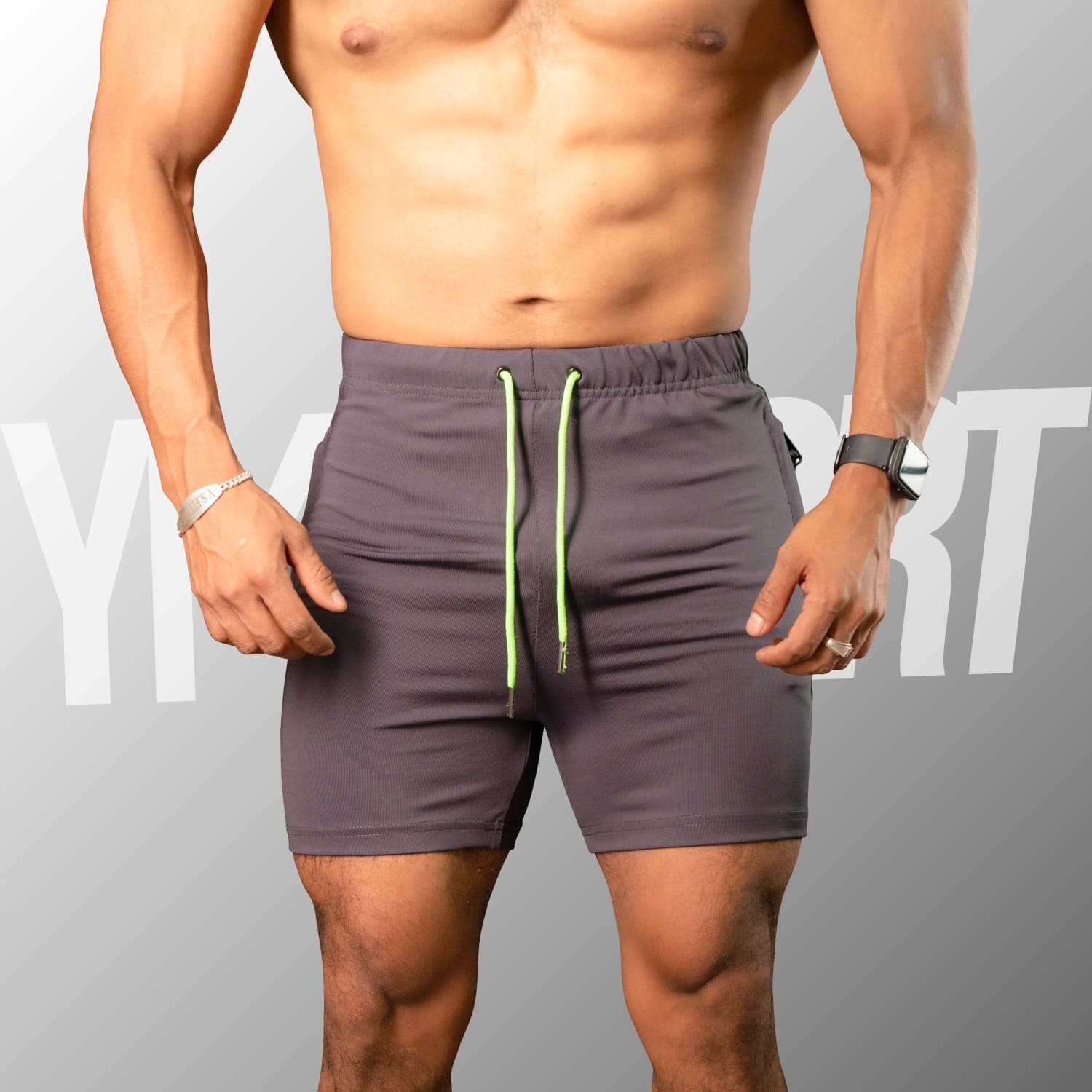 SHORT ENTRENAMIENTO HOMBRE YML SPORT 69062 PLOMO GYM FITNESS - 2