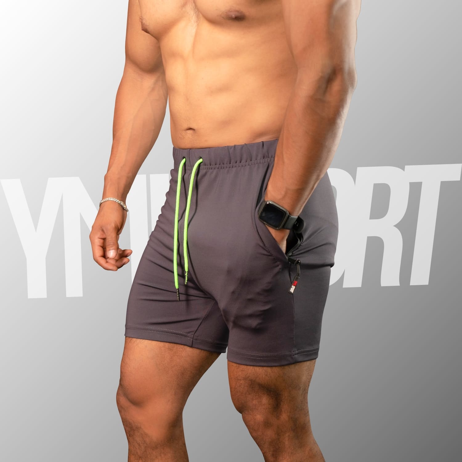 SHORT ENTRENAMIENTO HOMBRE YML SPORT 69062 PLOMO GYM FITNESS - 3