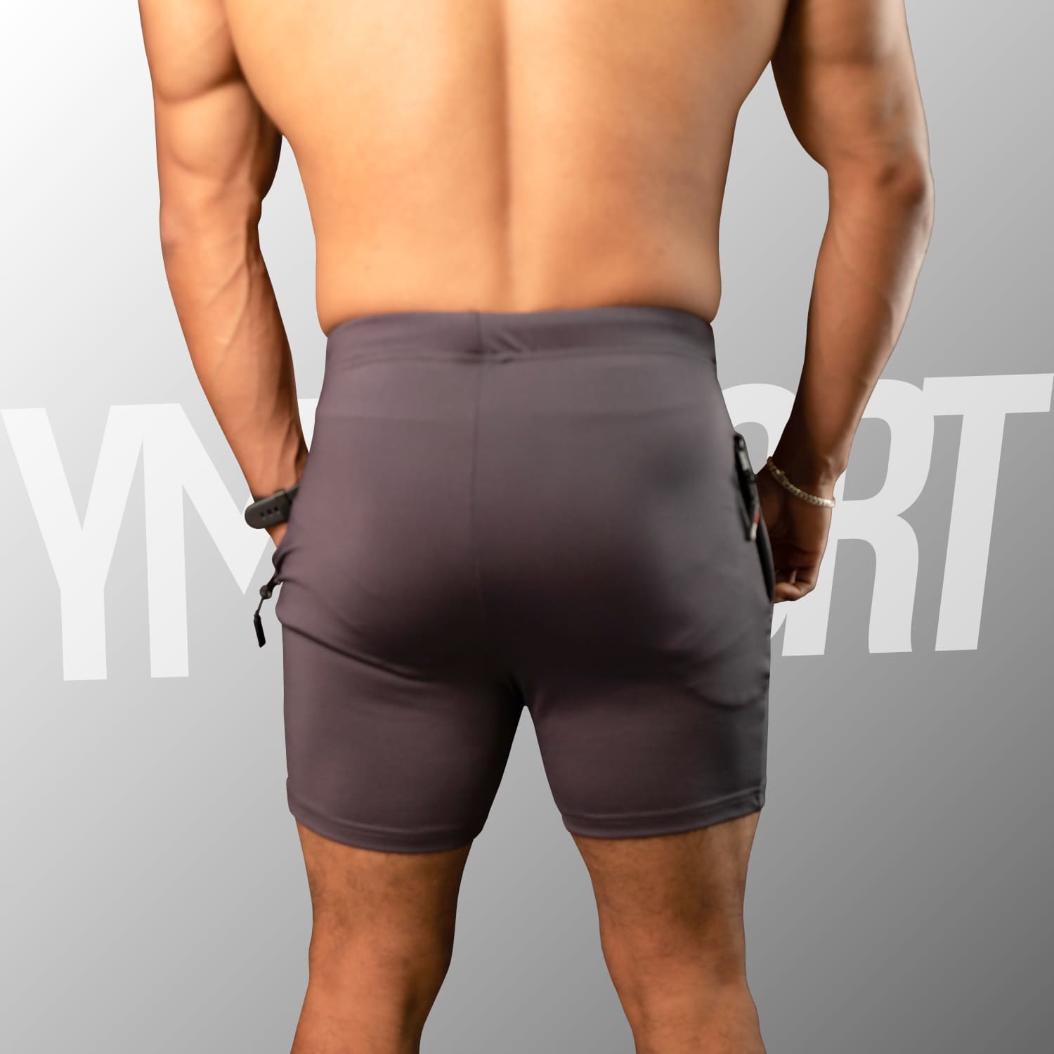 SHORT ENTRENAMIENTO HOMBRE YML SPORT 69062 PLOMO GYM FITNESS - 4