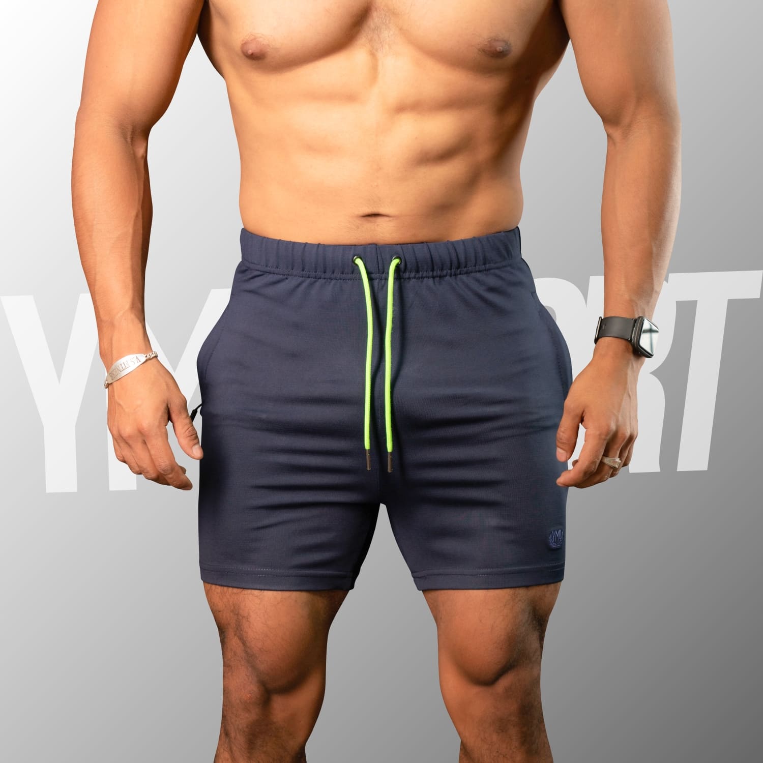 SHORT ENTRENAMIENTO HOMBRE YML SPORT 69062 AZUL MARINO GYM FITNESS - 2