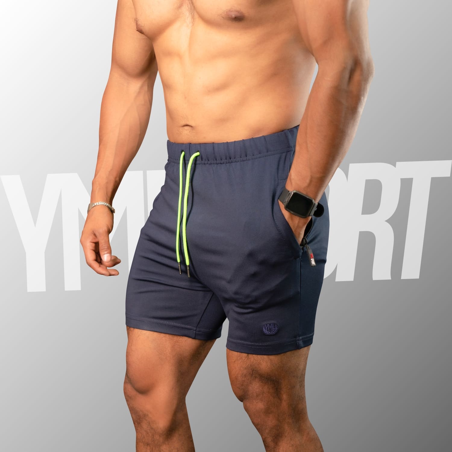 SHORT ENTRENAMIENTO HOMBRE YML SPORT 69062 AZUL MARINO GYM FITNESS - 3