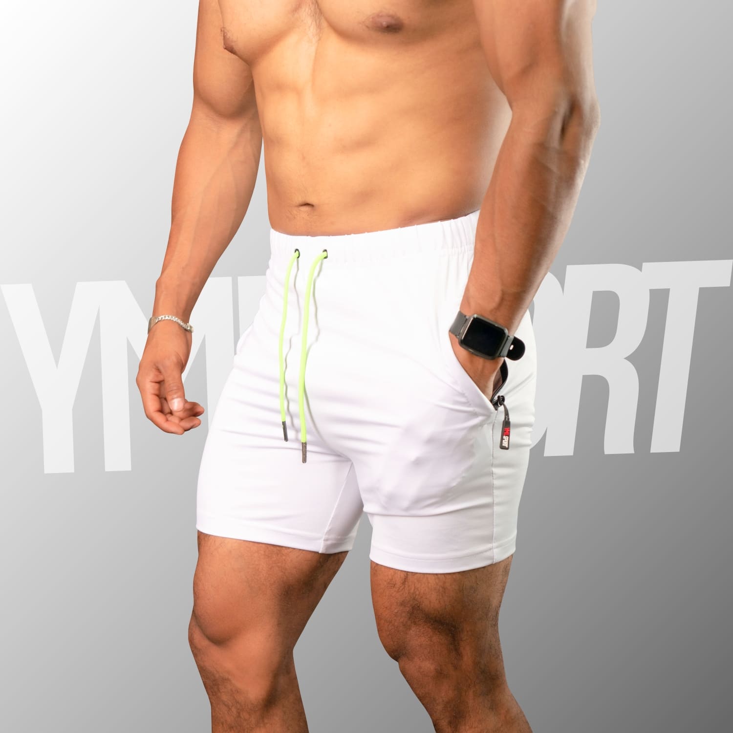 SHORT ENTRENAMIENTO HOMBRE YML SPORT 69062 BLANCO GYM FITNESS - 3