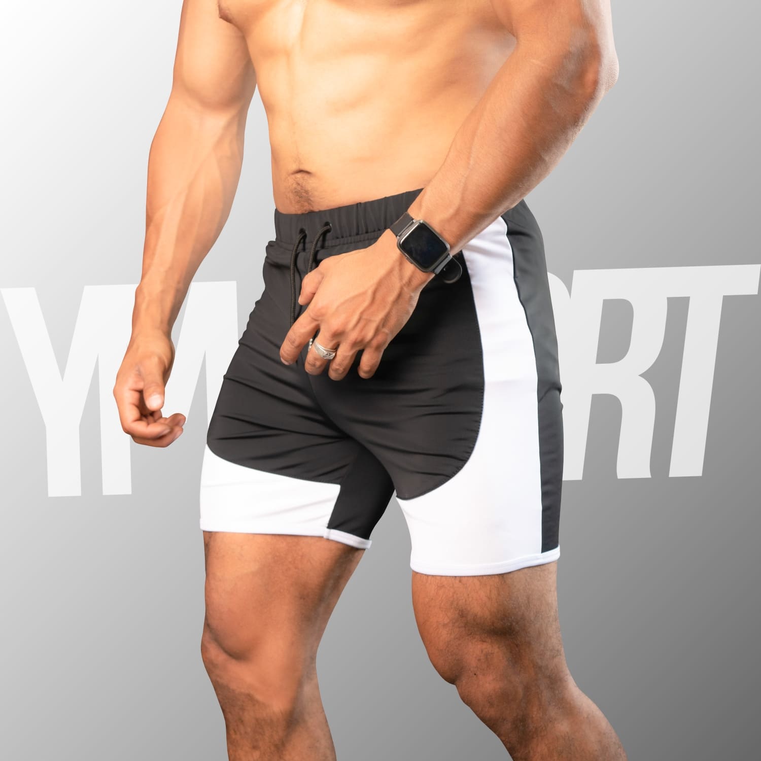 SHORT ENTRENAMIENTO HOMBRE YML SPORT 69118 NEGRO GYM CULTURISMO - 3