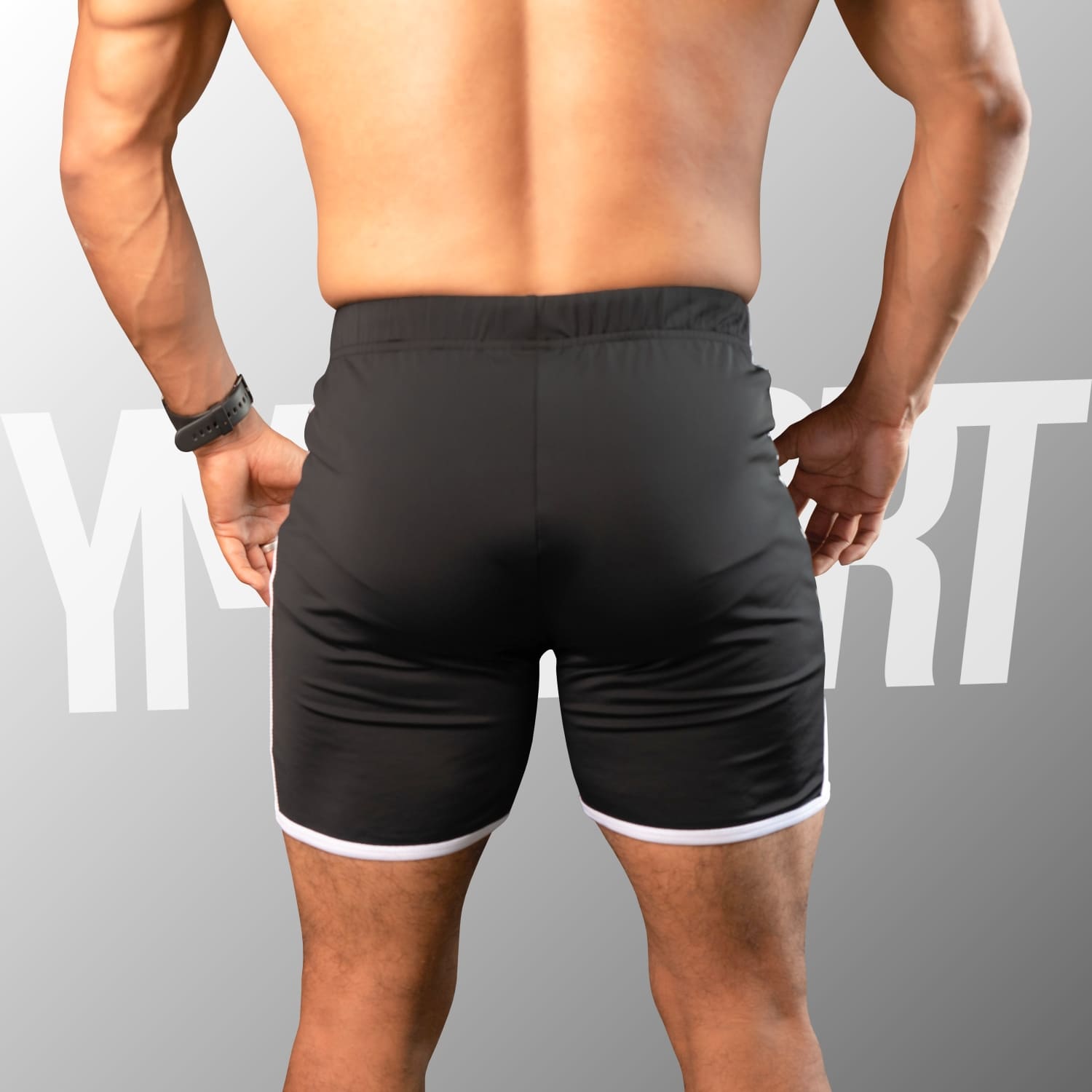 SHORT ENTRENAMIENTO HOMBRE YML SPORT 69118 NEGRO GYM CULTURISMO - 4