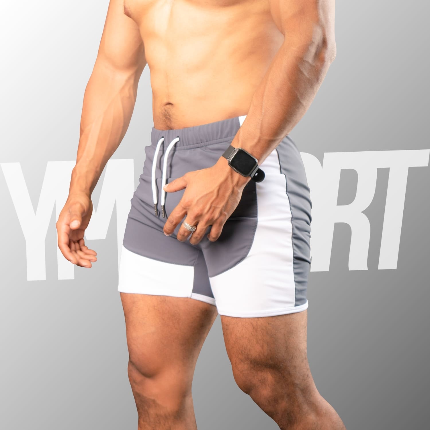 SHORT ENTRENAMIENTO HOMBRE YML SPORT 69118 PLOMO GYM CULTURISMO - 3